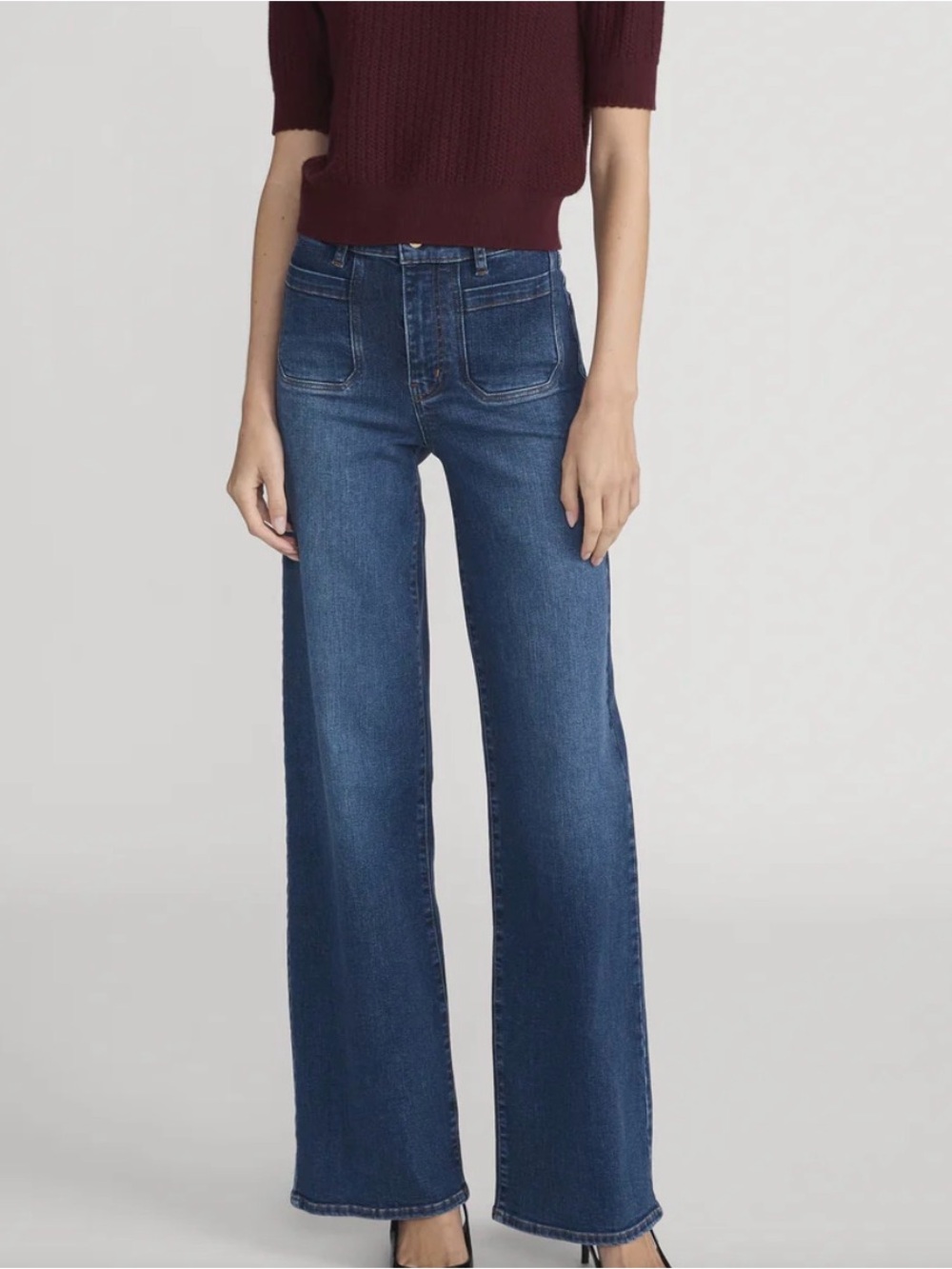High-Rise Wide-Leg Women's Jeans in Dark Blue Wash (Made in USA)